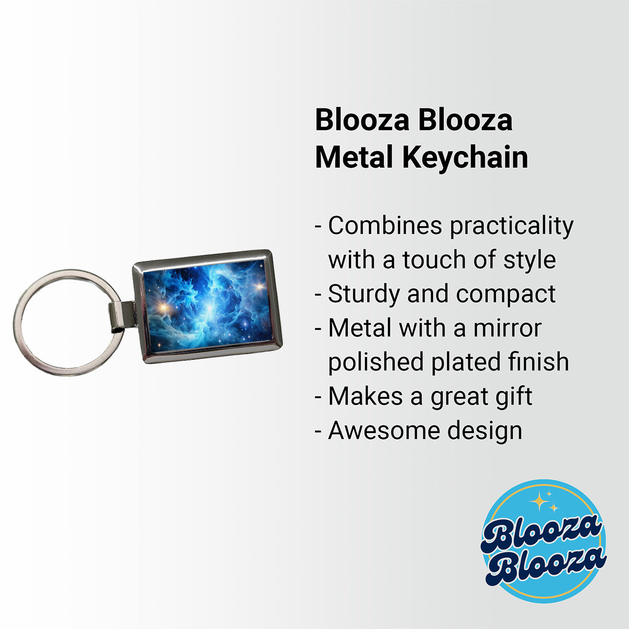 Space Galaxy Nebula Blue White Rectangle Metal Keychain