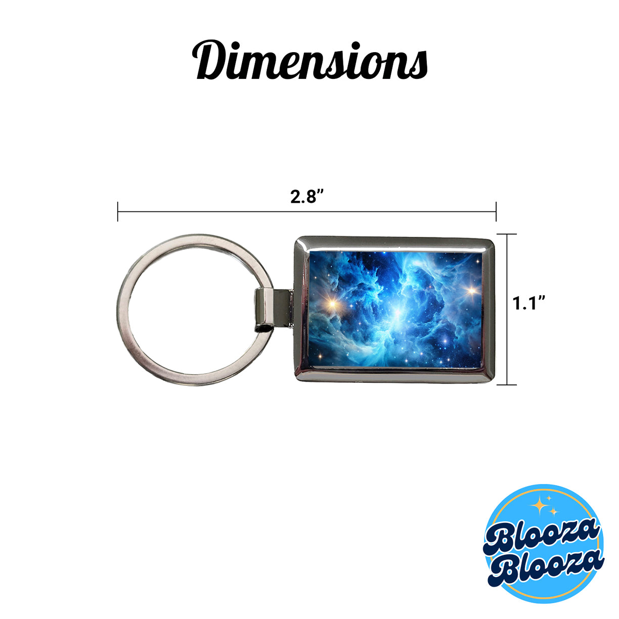 Space Galaxy Nebula Blue White Rectangle Metal Keychain