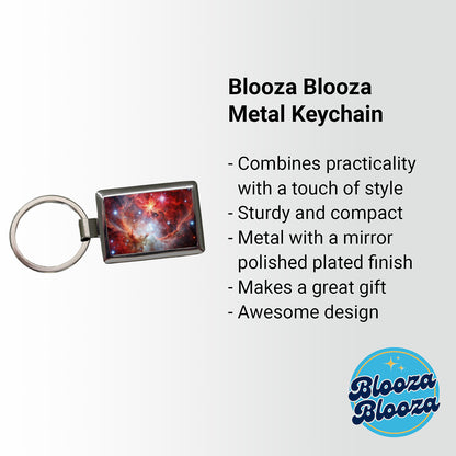 Space Galaxy Nebula Red White Rectangle Metal Keychain