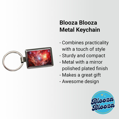 Space Galaxy Nebula Red Rectangle Metal Keychain