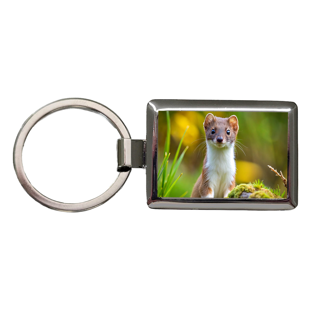 Stoat Ermine Rectangle Metal Keychain