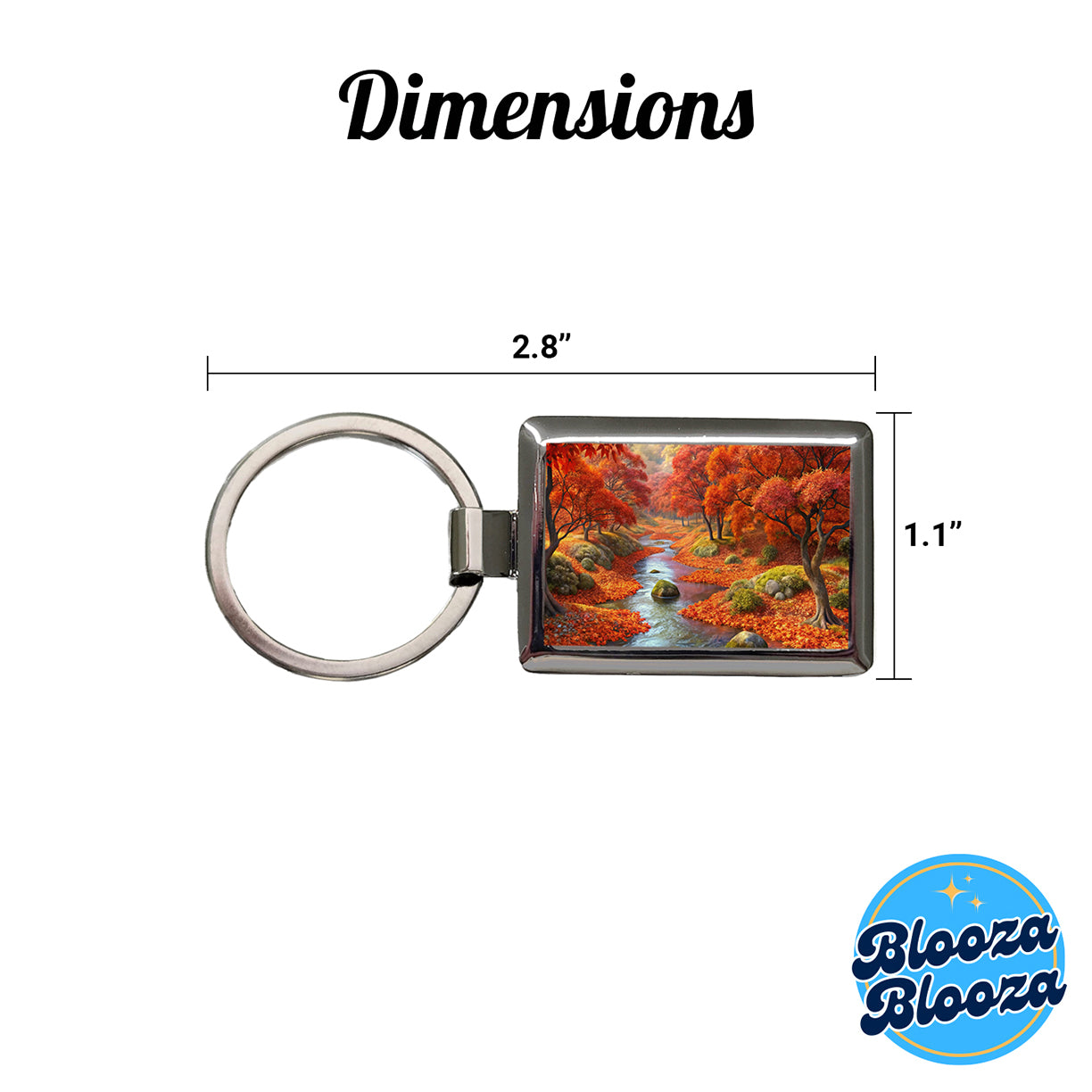 Stream and Trees in Fall Autumn Rectangle Metal Keychain