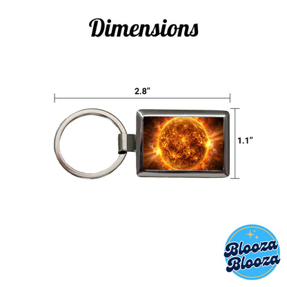 Sun During Solar Flare Storm Sci-fi Rectangle Metal Keychain