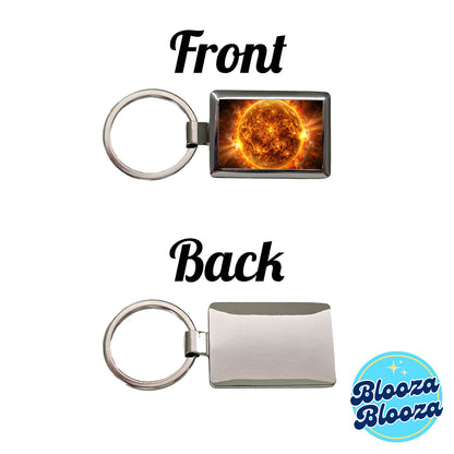 Sun During Solar Flare Storm Sci-fi Rectangle Metal Keychain