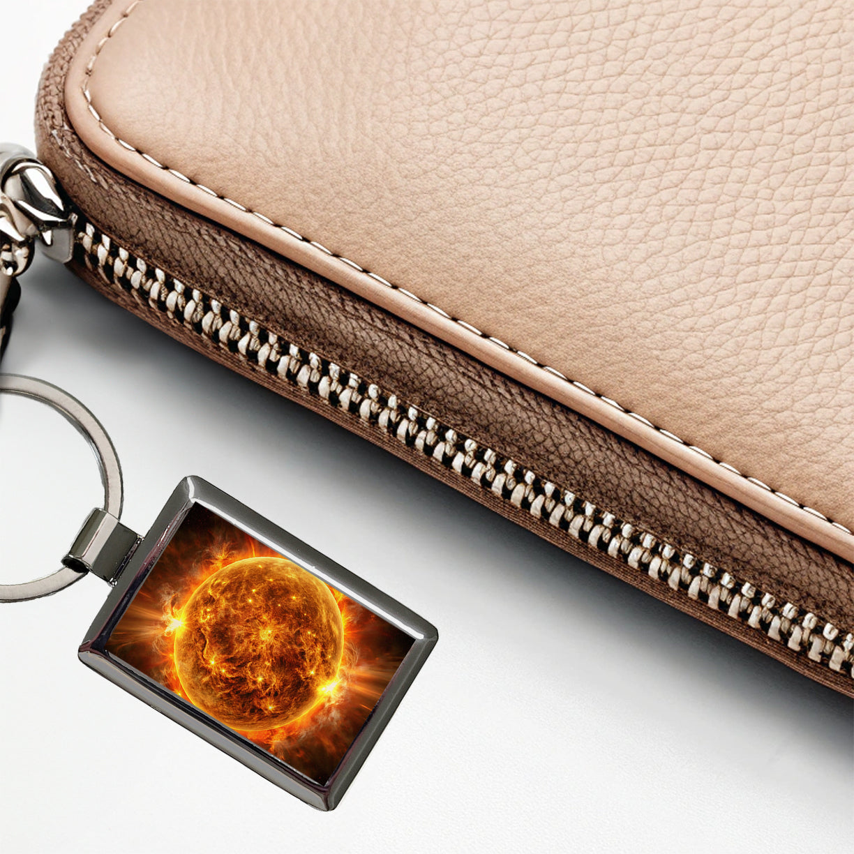 Sun During Solar Flare Storm Sci-fi Rectangle Metal Keychain