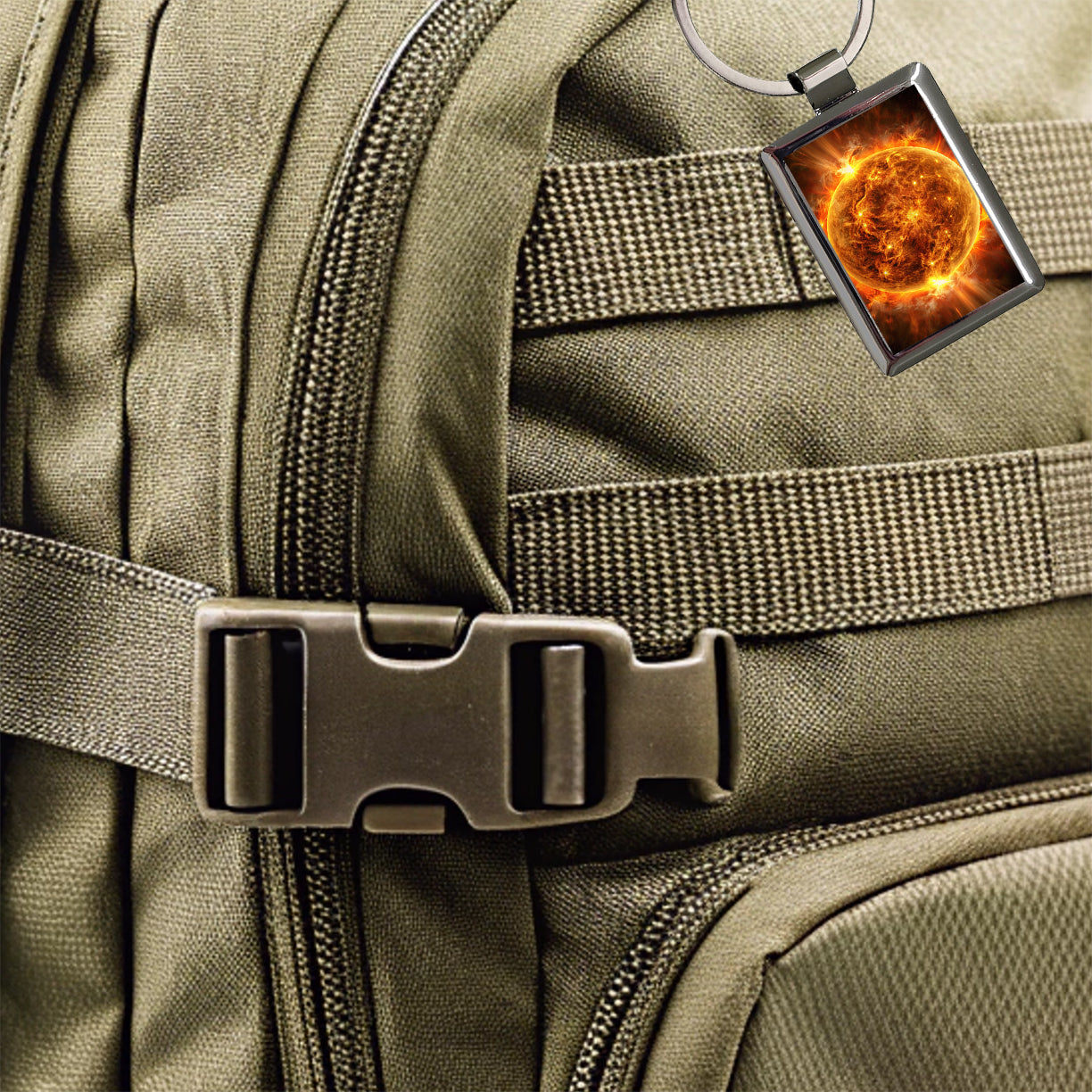 Sun During Solar Flare Storm Sci-fi Rectangle Metal Keychain