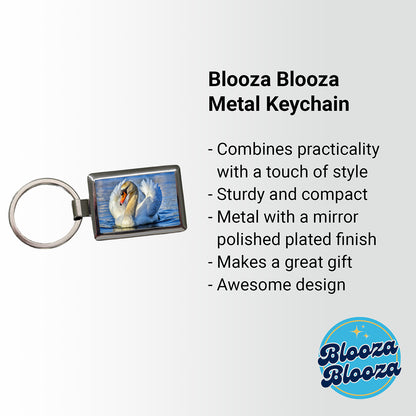 Swan Rectangle Metal Keychain