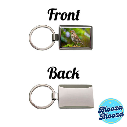 Thrush Bird Backyard Bird Rectangle Metal Keychain