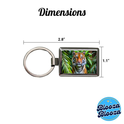 Tiger In The Jungle Rectangle Metal Keychain