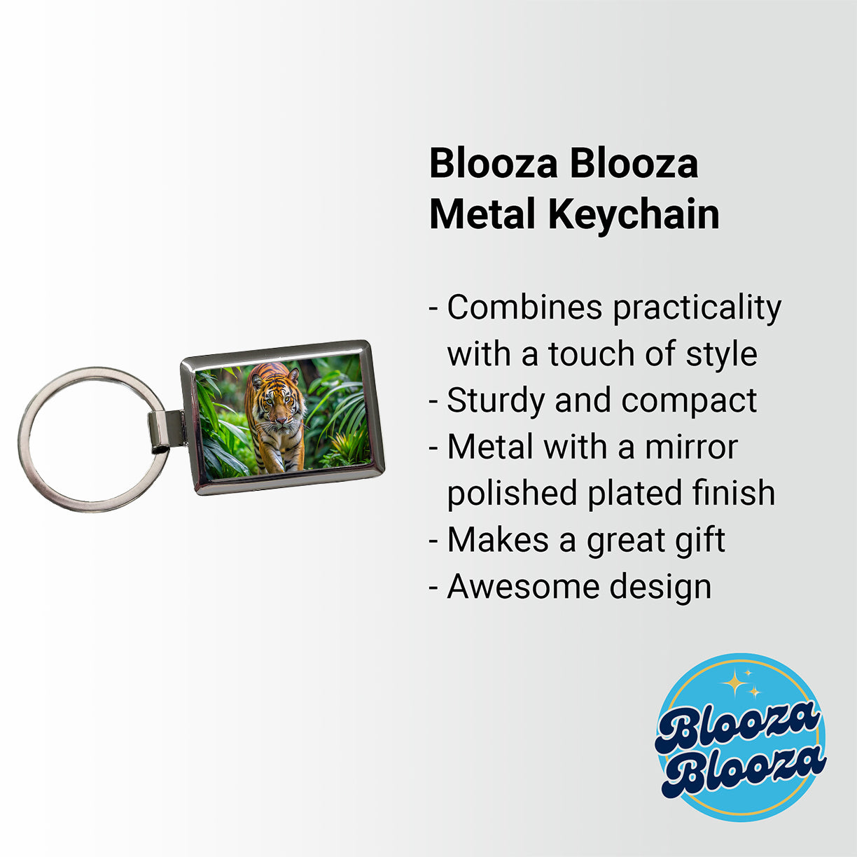 Tiger Stalking Prey In The Jungle Rectangle Metal Keychain