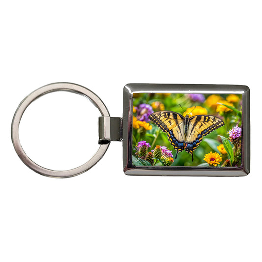 Tiger Swallowtail Butterfly Rectangle Metal Keychain