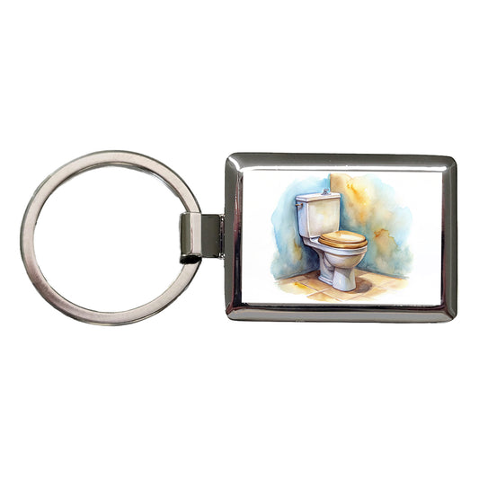 Toilet Watercolor Rectangle Metal Keychain