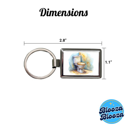 Toilet Watercolor Rectangle Metal Keychain