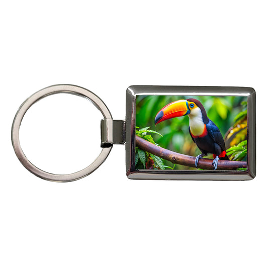 Toucan Bird Rectangle Metal Keychain