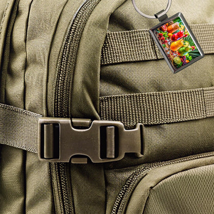 Tropical Colorful Fruity Drinks Rectangle Metal Keychain