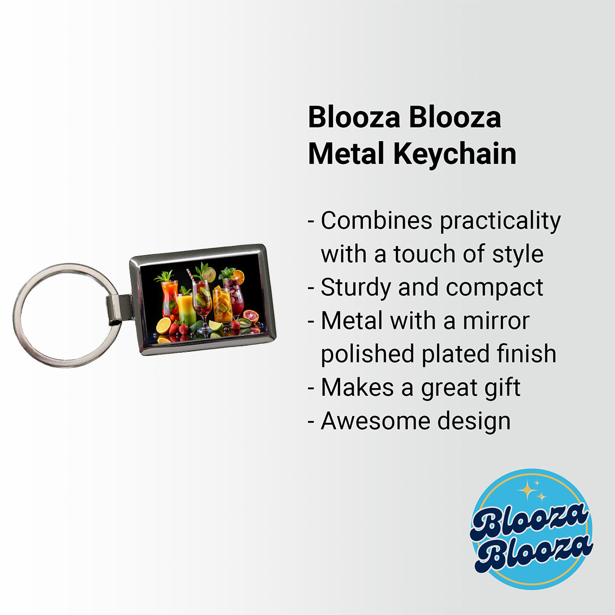 Tropical Fruity Drinks Rectangle Metal Keychain