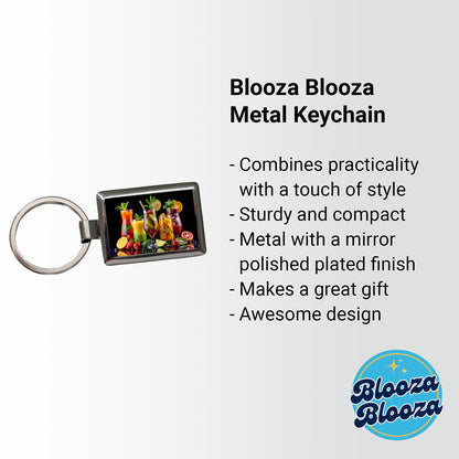 Tropical Fruity Drinks Rectangle Metal Keychain