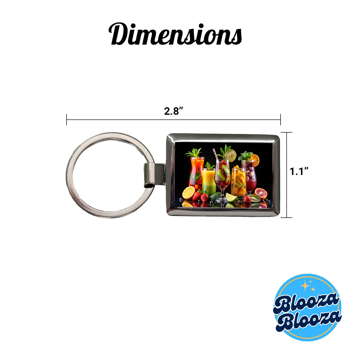 Tropical Fruity Drinks Rectangle Metal Keychain