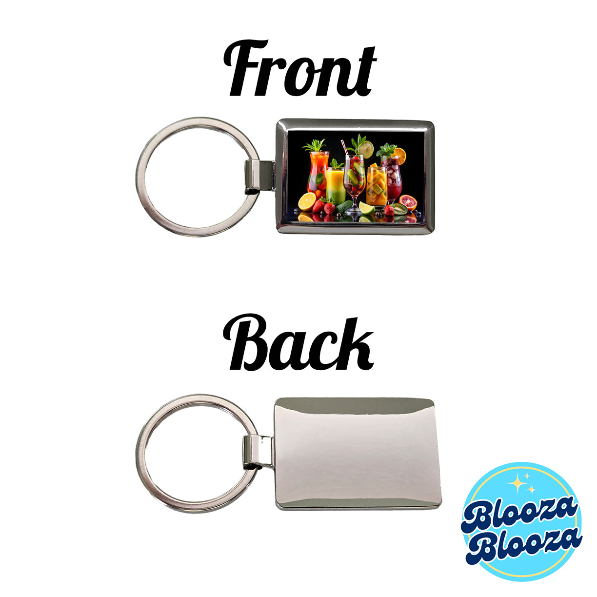 Tropical Fruity Drinks Rectangle Metal Keychain