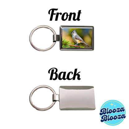 Tufted Titmouse Backyard Bird Rectangle Metal Keychain