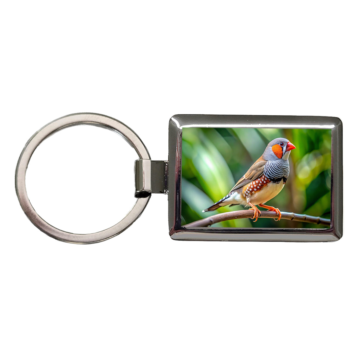 Zebra Finch Backyard Bird Rectangle Metal Keychain