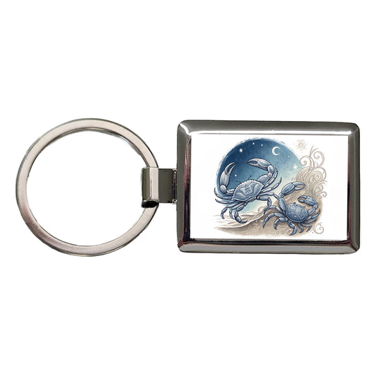 Zodiac Horoscope Symbol Cancer Crab Rectangle Metal Keychain