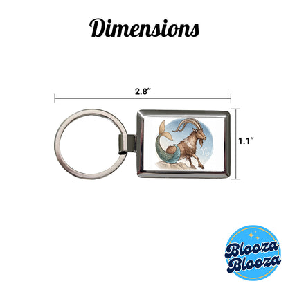 Zodiac Horoscope Symbol Capricorn Sea Goat Rectangle Metal Keychain