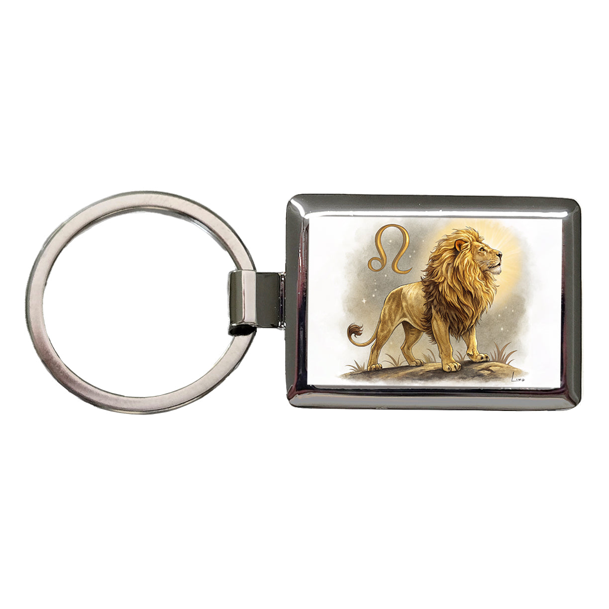 Zodiac Horoscope Symbol Leo Lion Rectangle Metal Keychain