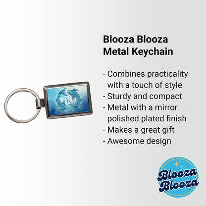Zodiac Horoscope Symbol Pisces Fish Rectangle Metal Keychain
