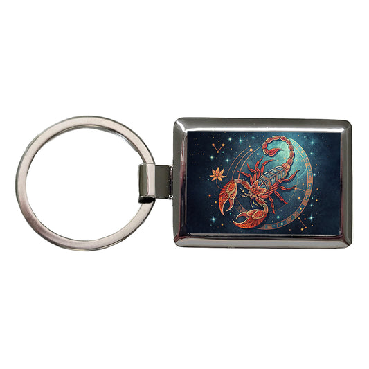 Zodiac Horoscope Symbol Scorpio Scorpion Rectangle Metal Keychain