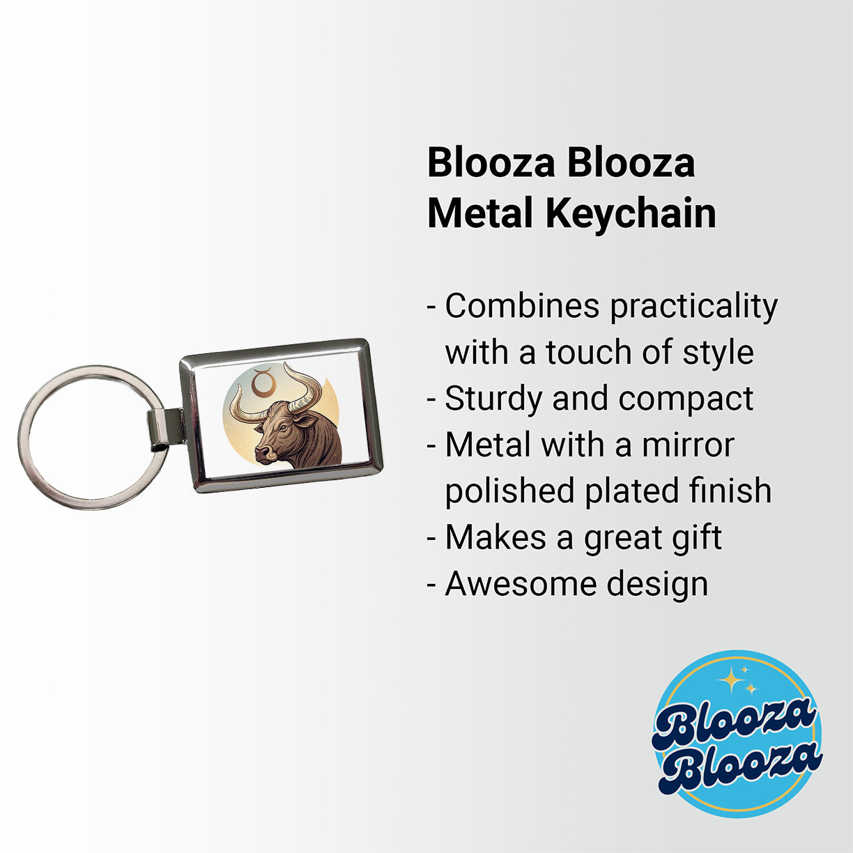 Zodiac Horoscope Symbol Taurus Bull Rectangle Metal Keychain