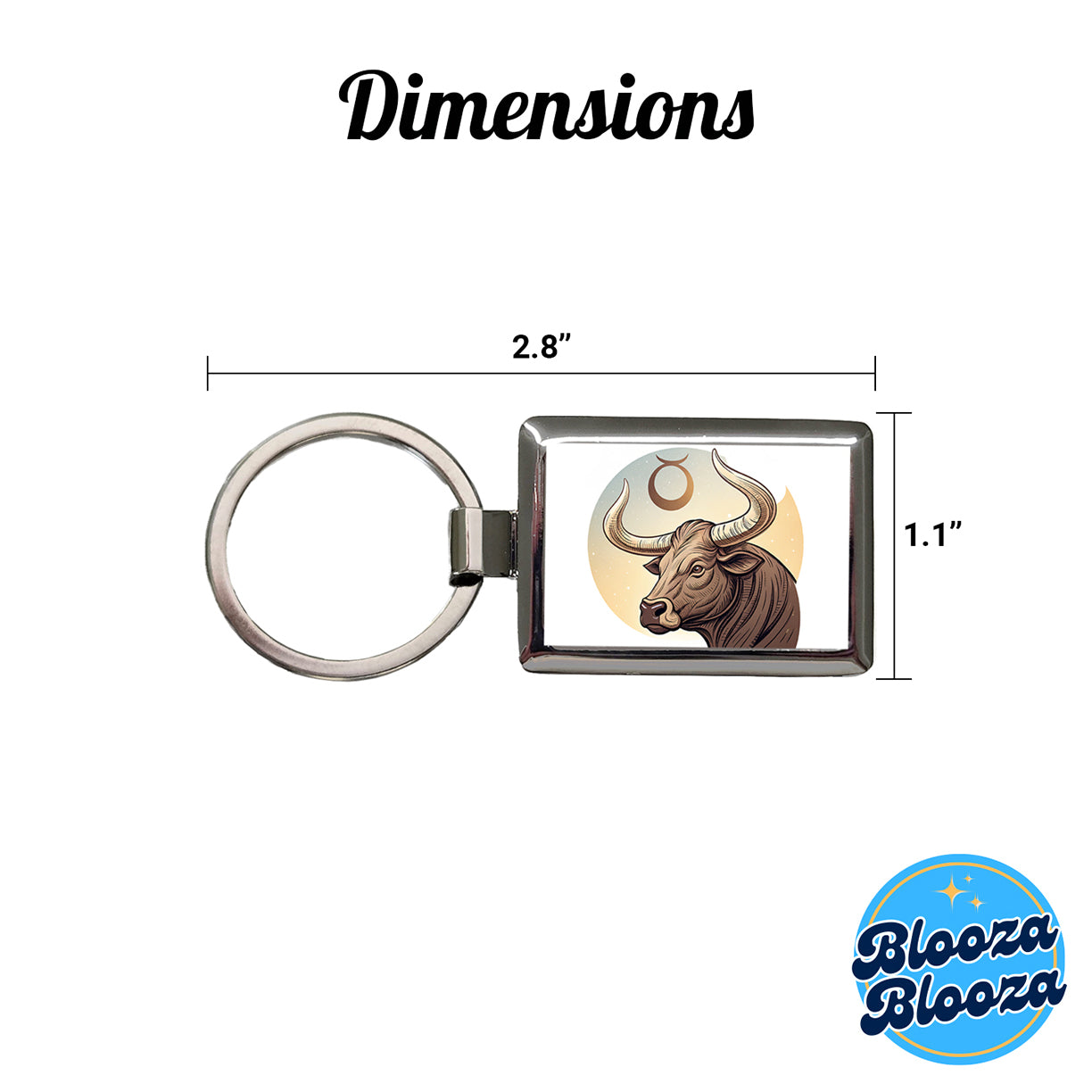 Zodiac Horoscope Symbol Taurus Bull Rectangle Metal Keychain