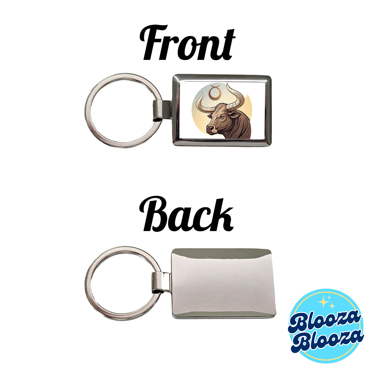 Zodiac Horoscope Symbol Taurus Bull Rectangle Metal Keychain