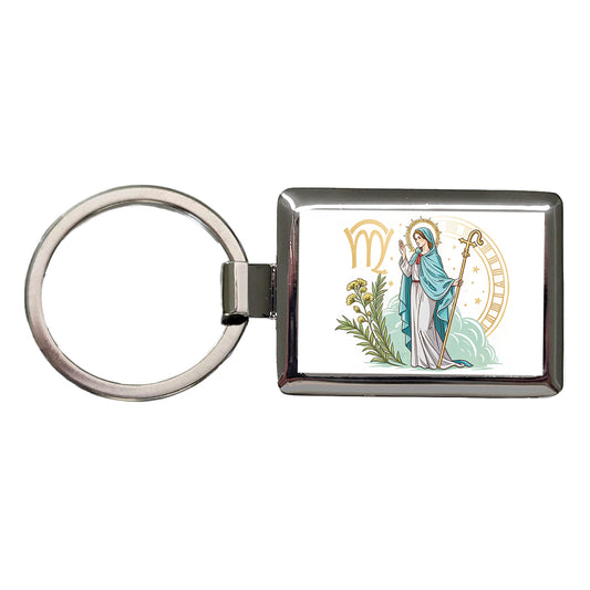 Zodiac Horoscope Symbol Virgo Maiden Virgin Rectangle Metal Keychain
