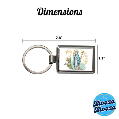 Zodiac Horoscope Symbol Virgo Maiden Virgin Rectangle Metal Keychain