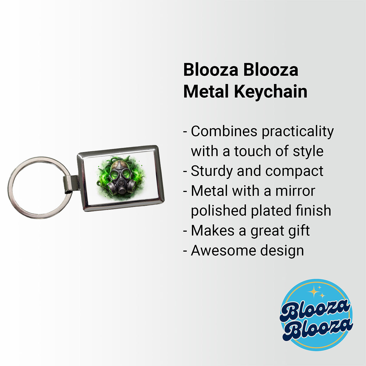 Zombie Outbreak Gas Mask Green Toxic Gas Rectangle Metal Keychain