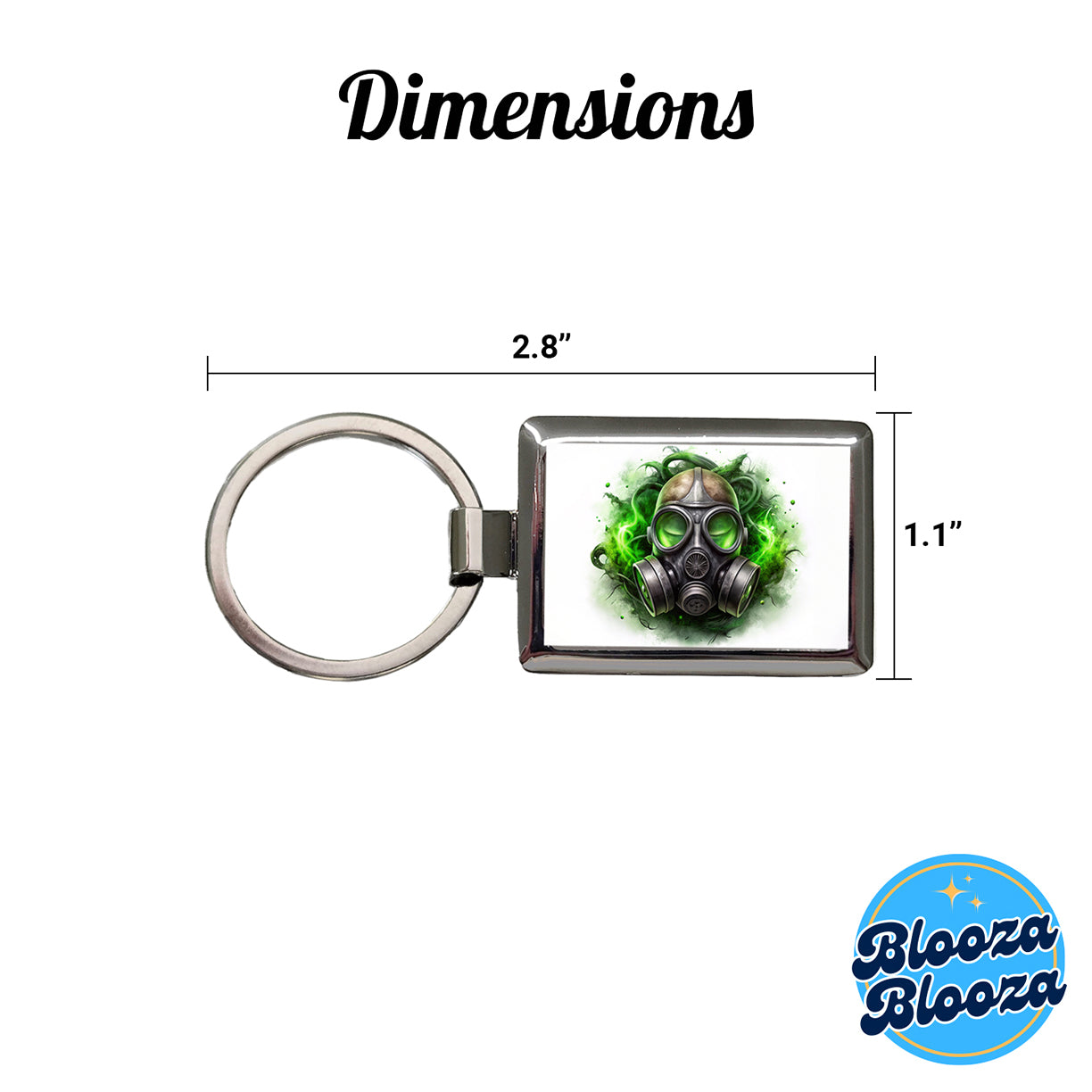 Zombie Outbreak Gas Mask Green Toxic Gas Rectangle Metal Keychain