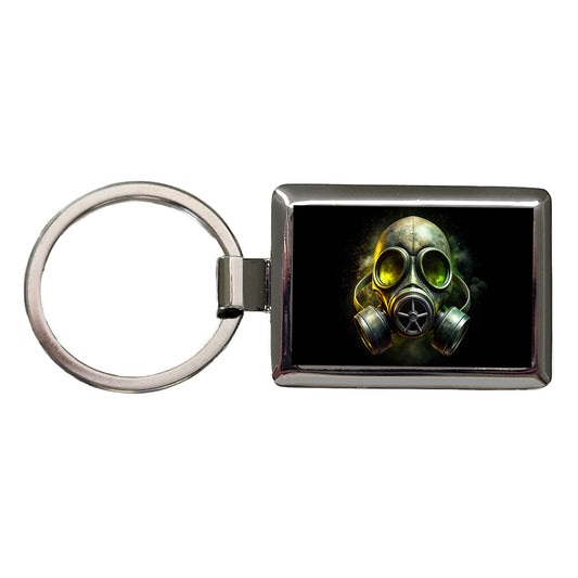Zombie Outbreak Gas Mask Toxic Gas Rectangle Metal Keychain