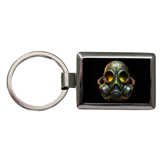 Zombie Outbreak Gas Mask Rectangle Metal Keychain