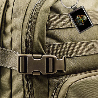 Zombie Outbreak Gas Mask Rectangle Metal Keychain