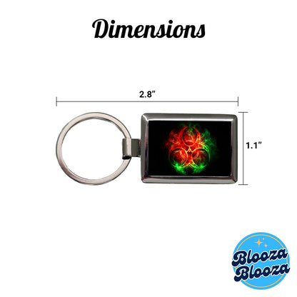 Zombie Outbreak Symbol With Red Green Toxic Gasses Rectangle Metal Keychain