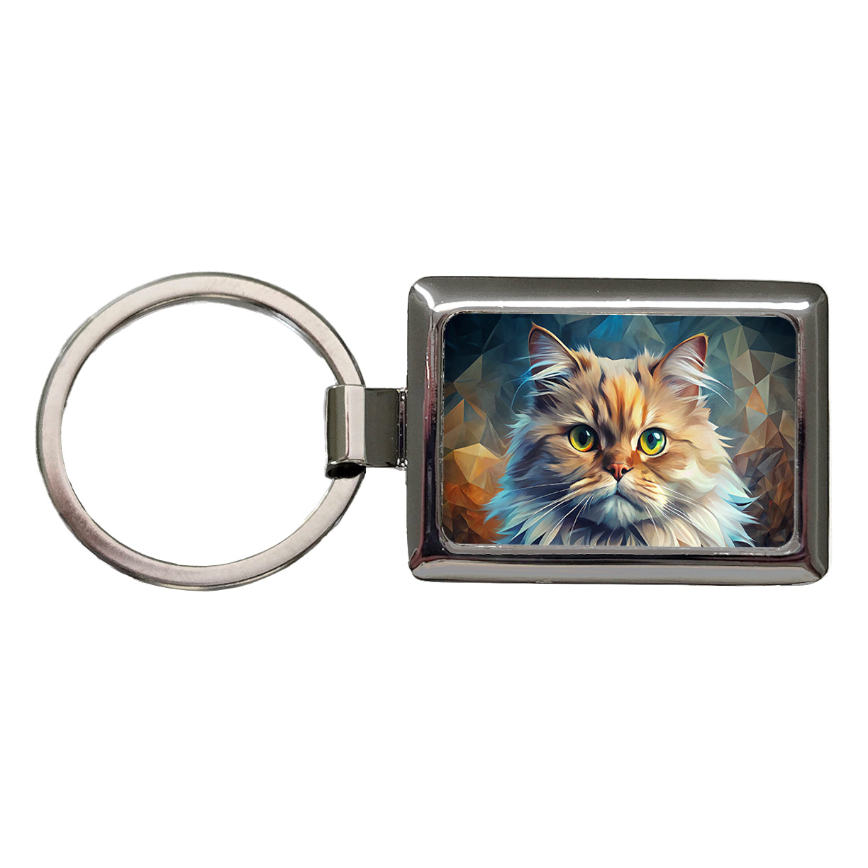 Persian Cat Contemporary Art Rectangle Metal Keychain