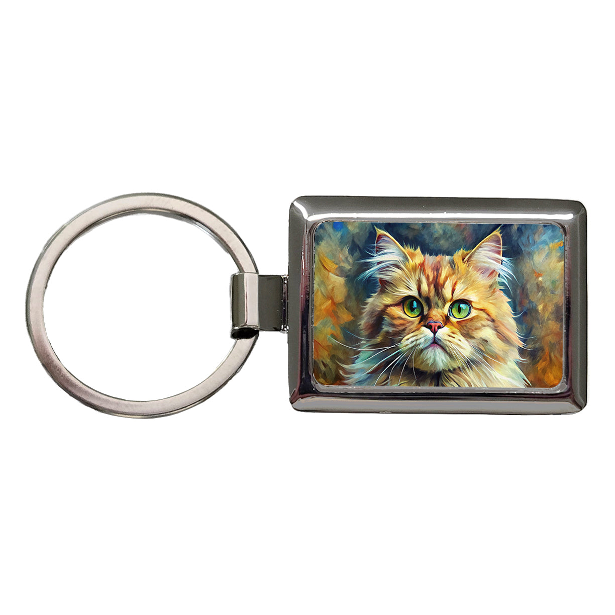 Persian Cat Expressionism Art Rectangle Metal Keychain