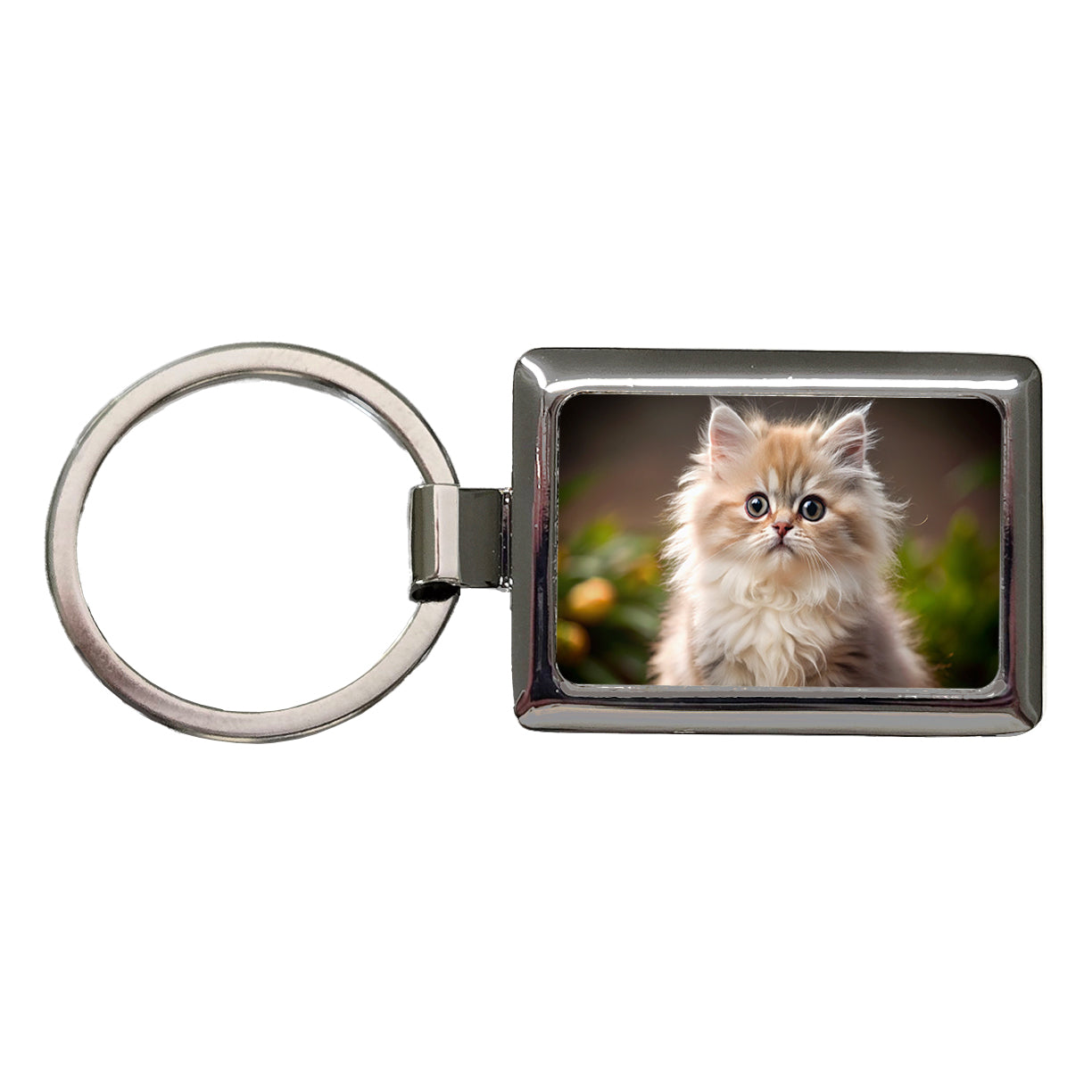Persian Cat Kitten Photo Rectangle Metal Keychain