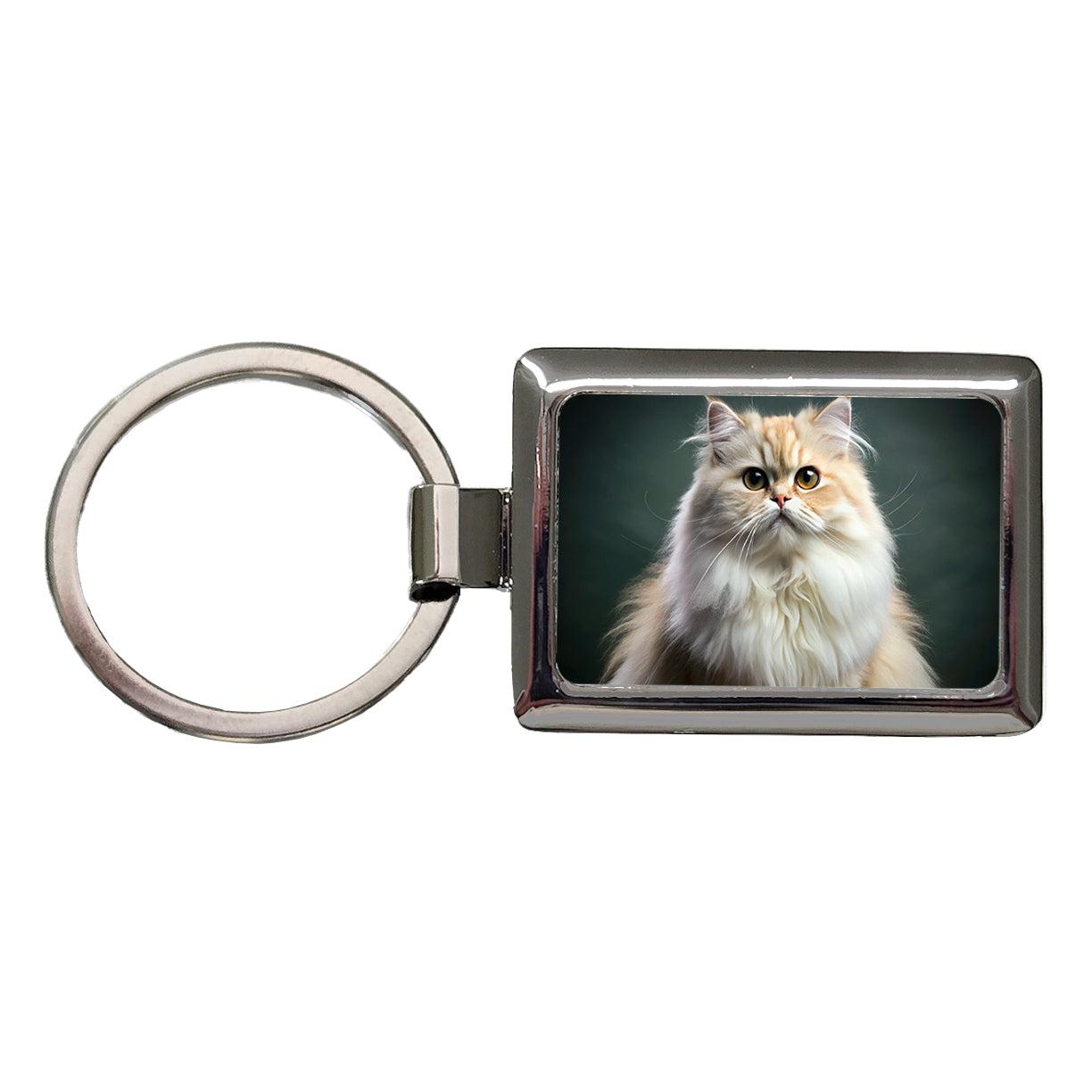 Persian Cat Photo Rectangle Metal Keychain