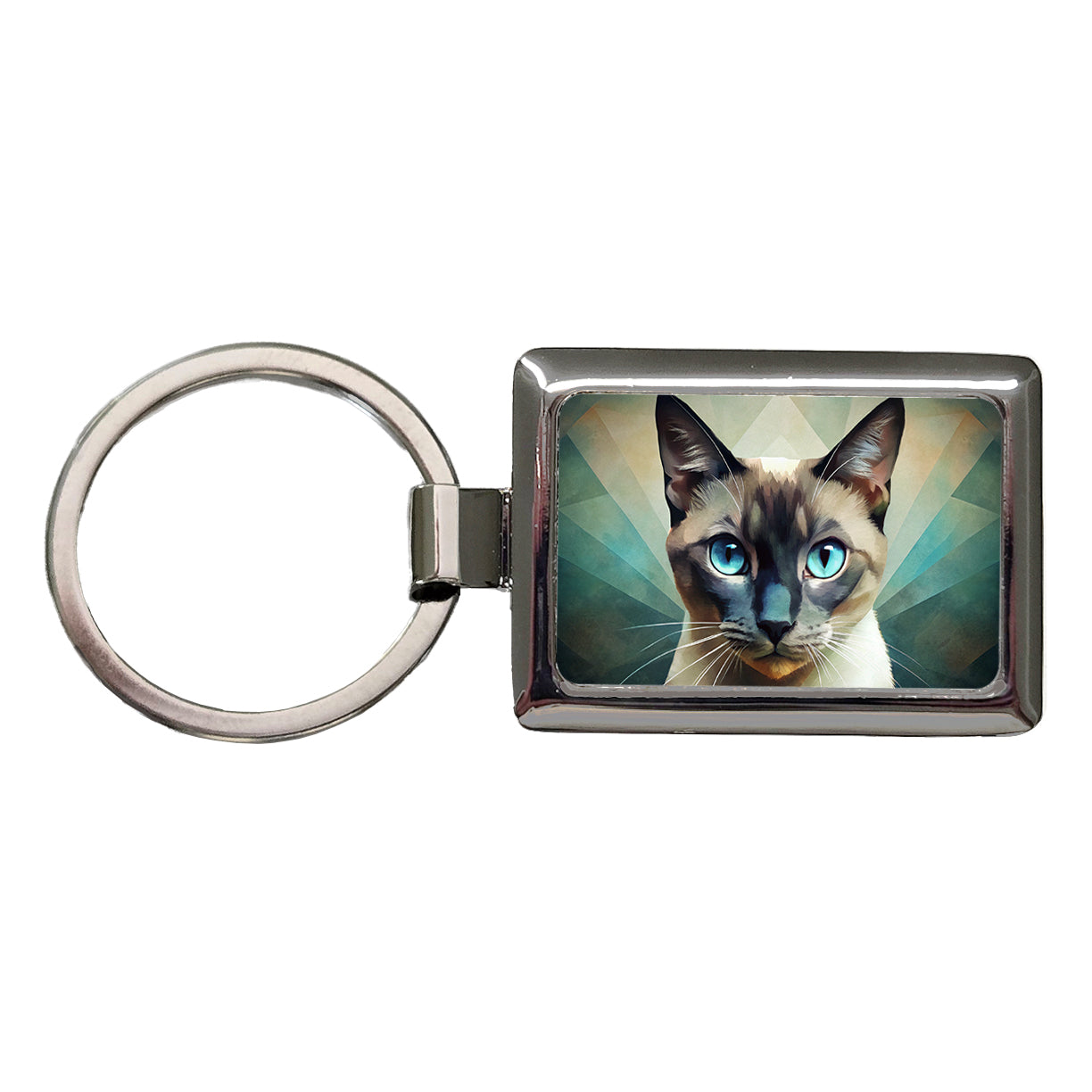 Siamese Cat Abstract Stylized Art Rectangle Metal Keychain