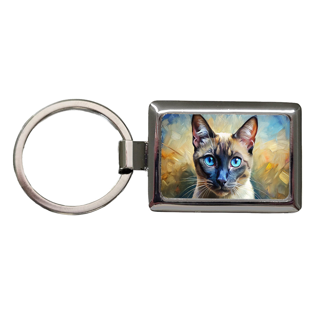 Siamese Cat Expressionism Art Rectangle Metal Keychain