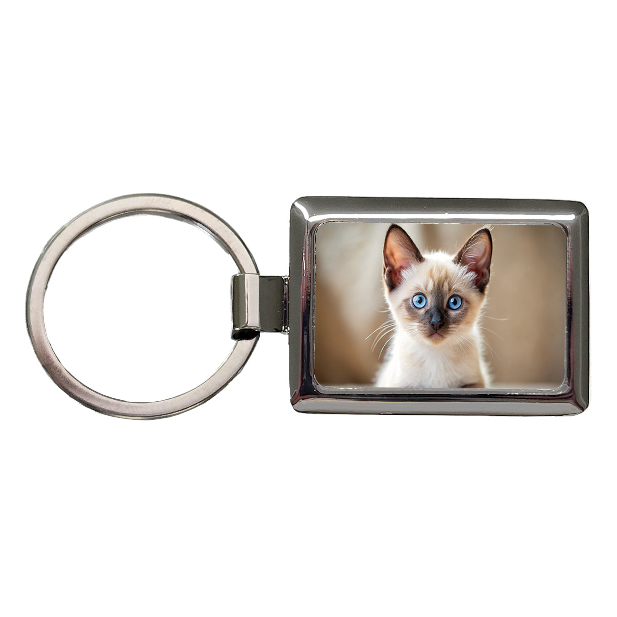 Siamese Cat Kitten Photo Rectangle Metal Keychain