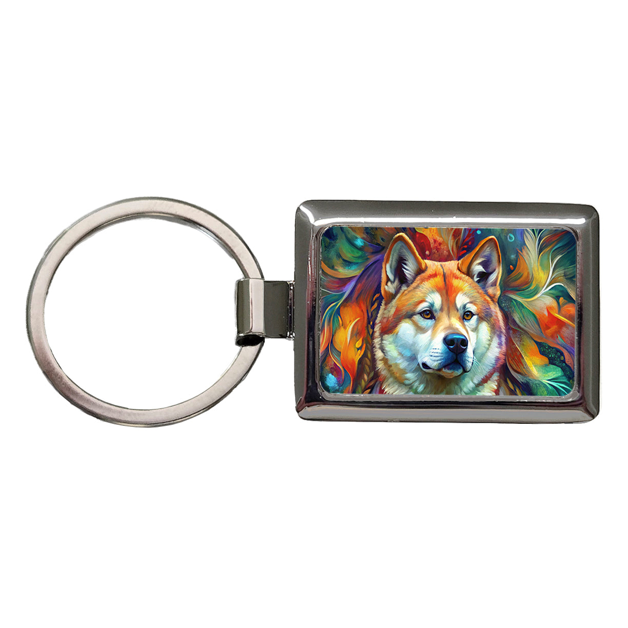 Akita Dog Abstract Art Rectangle Metal Keychain