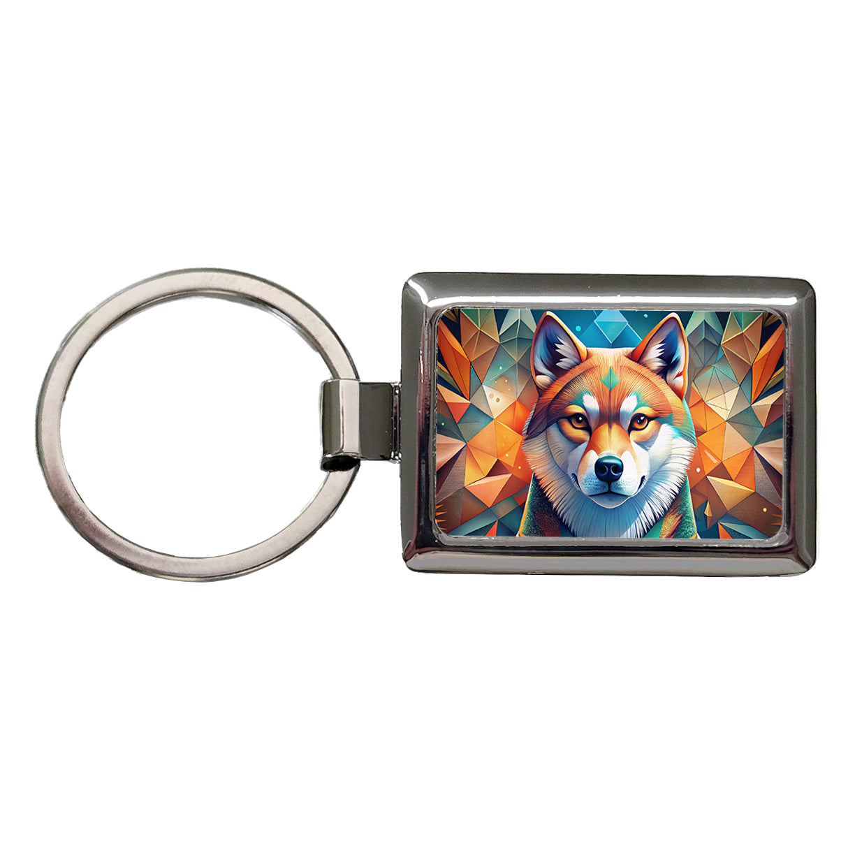 Akita Dog Abstract Stylized Art Rectangle Metal Keychain